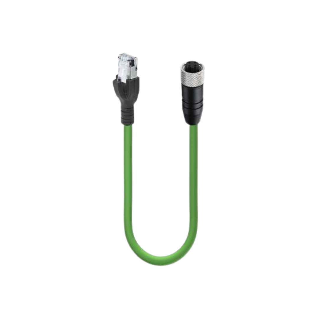 M12 - D-Coded Fast ethernet CAT5E Double-ended cordset Female- RJ45